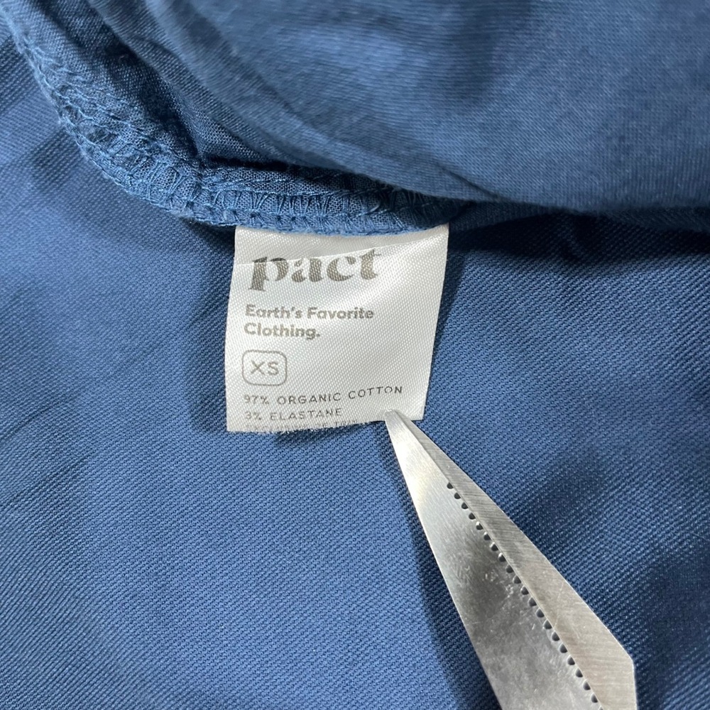 Pact Organic Cotton Blue Drawstring Tapered Pants Womens XS Sustainable Travel - Picture 9 of 12